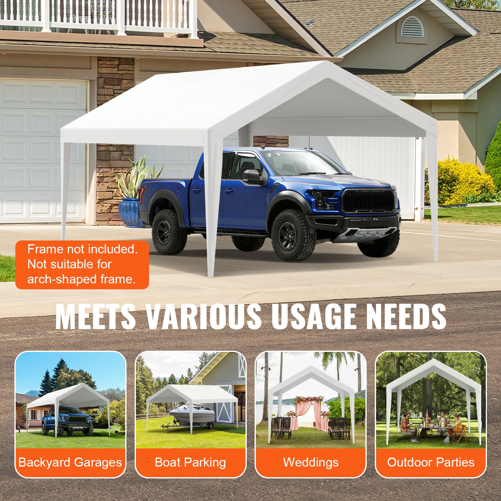 Carport Replacement Canopy Cover Heavy Duty Waterproof Uv Shield_voghion.com